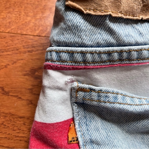 Vintage Levi’s Orange Tab American Flag Raw Hem Distressed Denim cut off Jeans - Picture 13 of 14